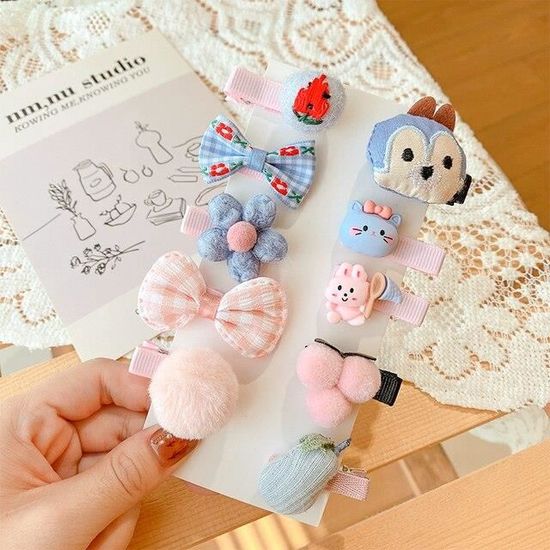 Lot De 10 Barrettes à Cheveux Bébé Fille - Nœuds En Tissu Doux - 5 Couleurs Assorties - Cadeau Mignon Et Pratique - 10