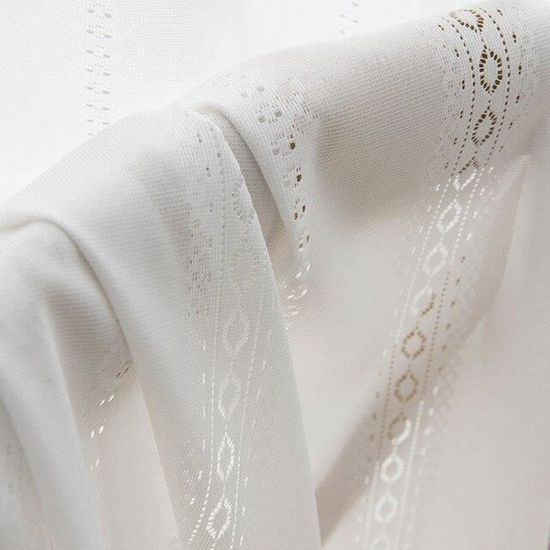 Rideau Dentelle Brodé Blanc 60x180 Cm – Voile Semi-Transparent Fenêtre Ou Porte – Motif Floral Élégant Pour Salon, Chambre, Cuisine