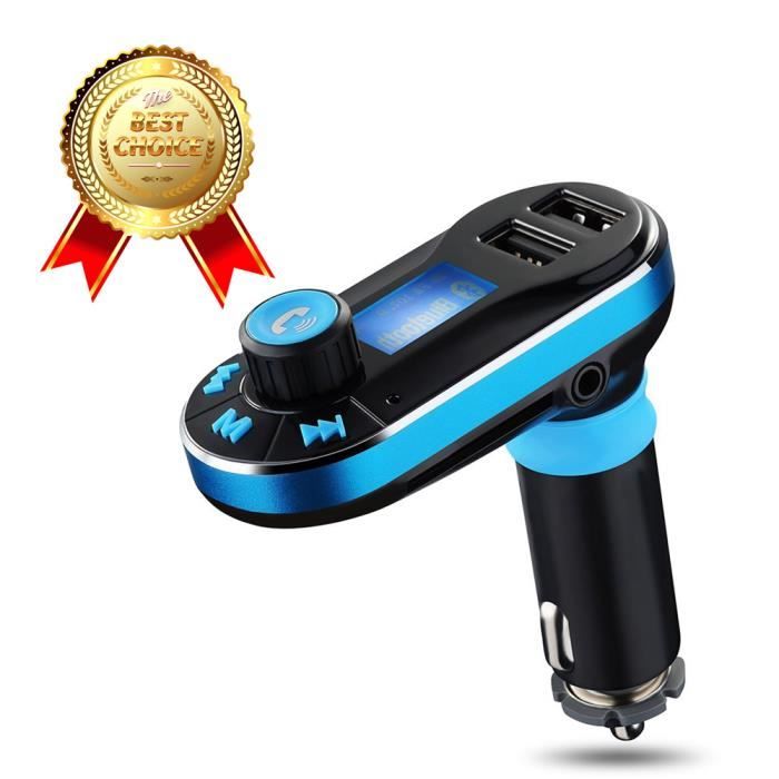 HIGH-TECH & BIEN-ETRE® Kit de Voiture Bluetooth Lecteur MP3 Transmetteur FM avec Micro, Appel Mains Libres, Double Recharge USB 5...