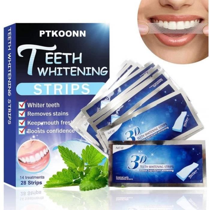 Blanchiment Dentaire,Blanchiment des Dents,Bandes de blanchiment dentaire,Teeth Whitening 28 Rubans Blanc,Menthe