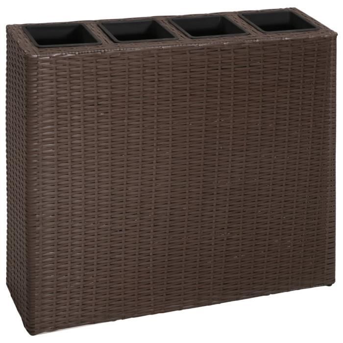 Vente-Hot Jardinière d'extérieur avec 4 pots Résine tressée Marron ®ZAVYA