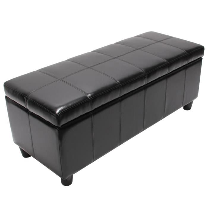 Banc banquette rembourrée coffre de rangement Kriens, cuir reconstitué,112x45x45cm, noir.