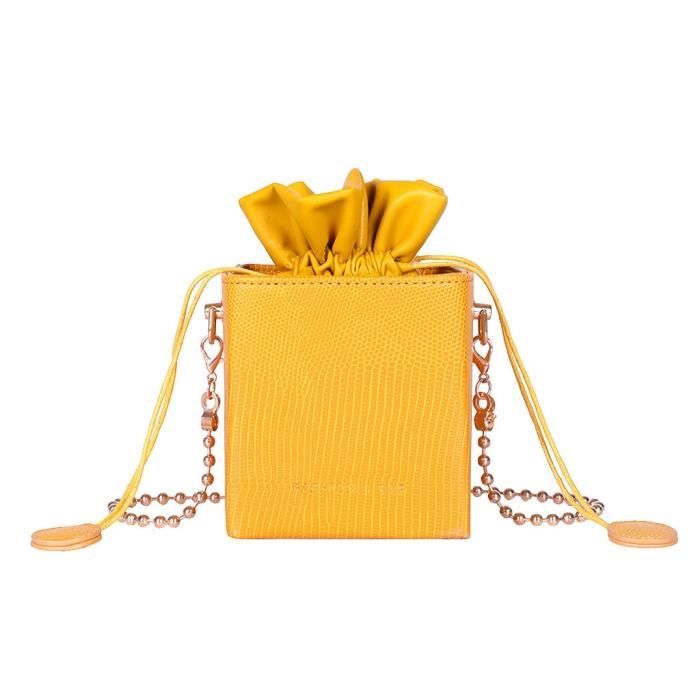 Sacs à Main seau à cordon de serrage pour femmes, sacoche à rabat tendance pour dames, à bandoulière, en forme d - Yellow - MIKE4176