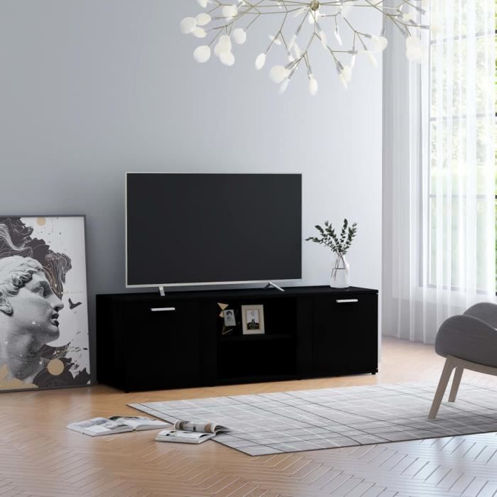 Joli & Mode 2912 - Meuble TV Design - Meuble de rangement Meuble de Télévision Noir 120x34x37 cm Aggloméré