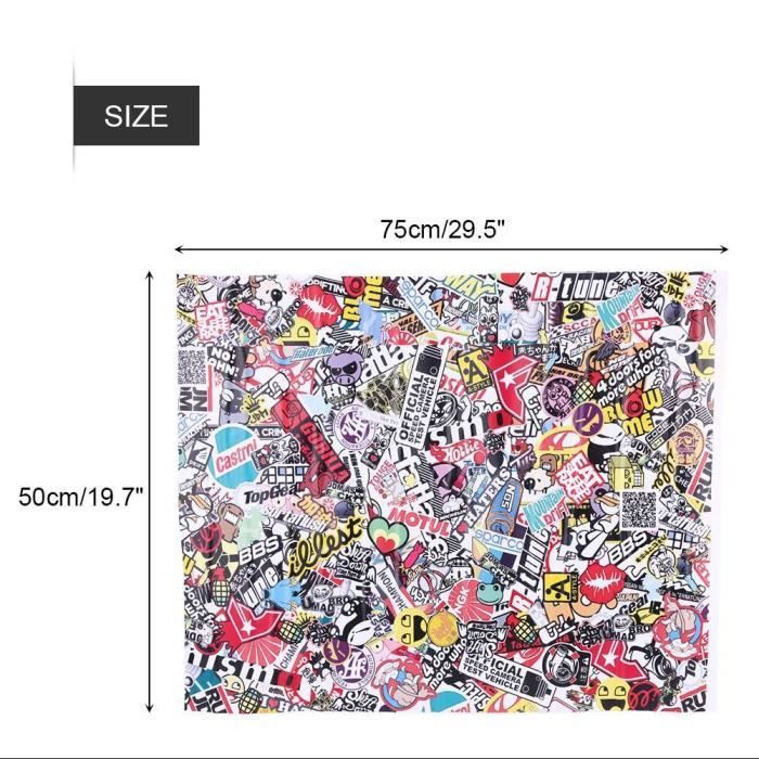 Drfeify Autocollant de voiture 50 * 75 cm Auto voiture dessin animé Rock Panda Graffiti bombe autocollant enveloppe feuille rouleau
