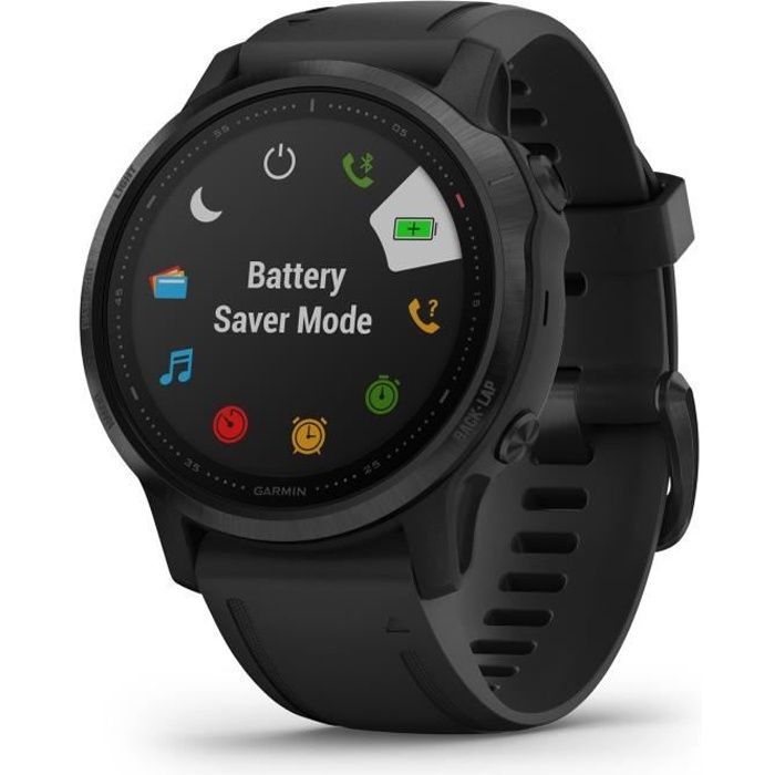 Garmin fenix 6S PRO - Montre GPS multisports haut de gamme - Black avec bracelet noir