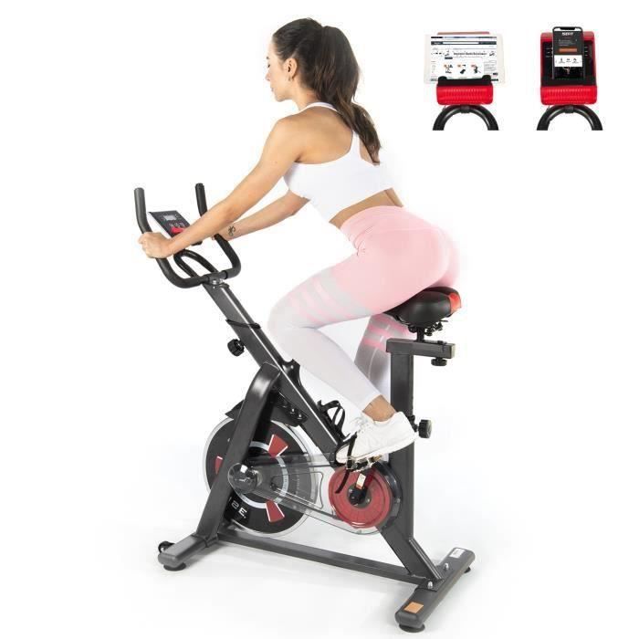 ISE Velo Biking Spinning Magnetique,Velo d'appartement Interieur Entrainement Cardio - Roue Inertie 10kg - Selle et Poignée Réglable