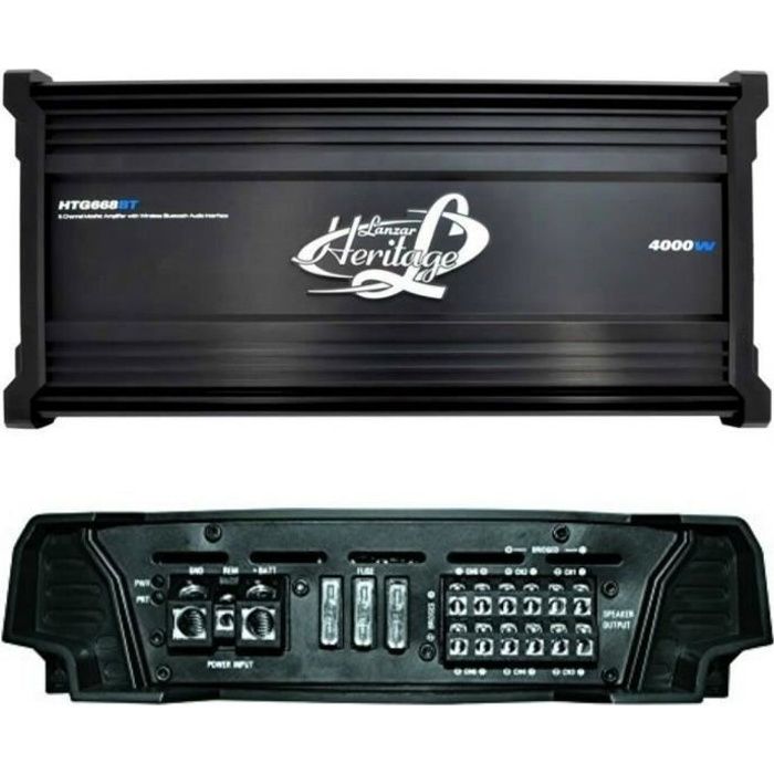 1 LANZAR HTG668BT amplificateur de voiture 6 canaux 2100 watts rms 6 x 350 watts rms 4000 watts max technologie bluetooth, 1 pièce