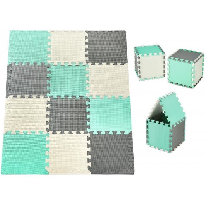 Moby-System Tapis de Puzzle 120 x 90 x 1,2 cm- Tapis d'éveil 12 Pièces en Mousse EVA-Tapis de Jeu sans Odeur - CE & EN- Vert