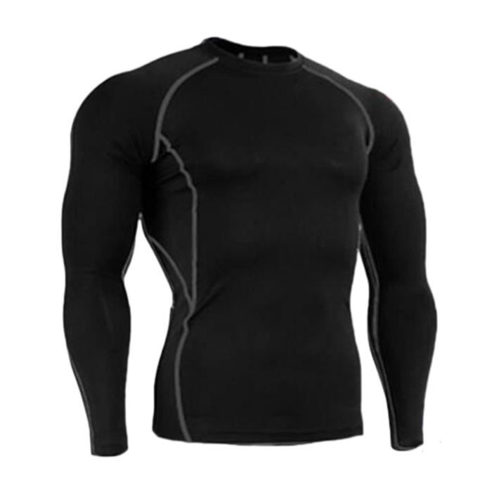 T Shirt Fitness À Manches Courtes Homme Maillot Compression Tops Base Layer Fitness Running Gris Longue 3XL
