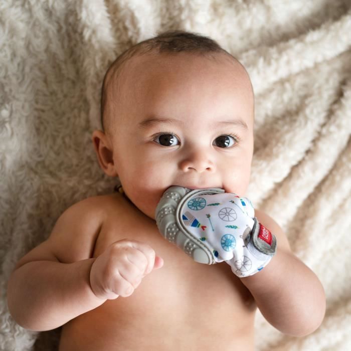 NUBY Gant de dentition Happy Hands - Gris - 3 mois +