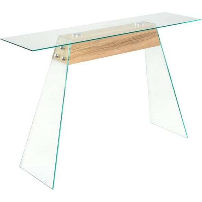 Table de Console-Table d’Appoint-style contemporain MDF et verre 120 x 30 x 76 cm Couleur de chêne