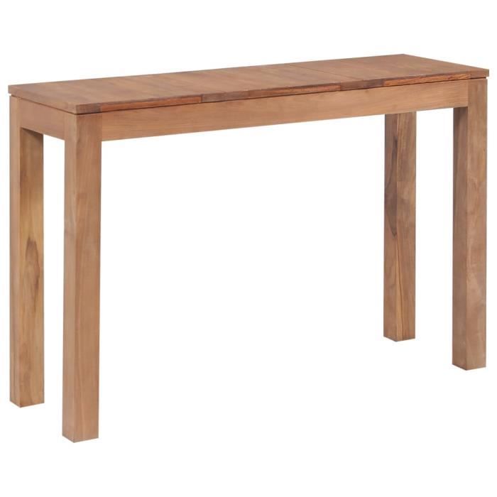 Table console extensible Table d’Appoint Table d'entrée contemporain Bois de teck et finition naturelle 110 x 35 x 76 cm