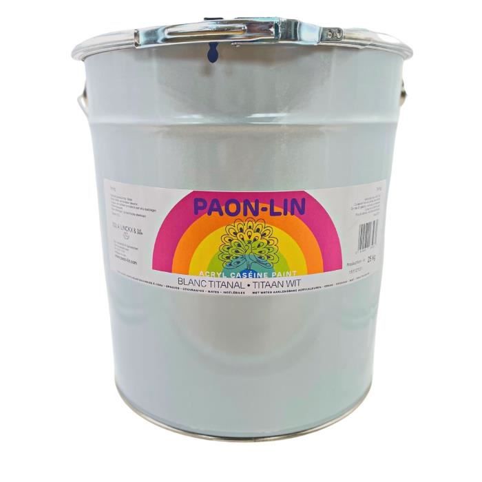 Peinture PAON-LIN - Blanc Titanal Ultra Mat - Intérieure et Ext - Multisupport - Pour Perfectionnistes et Connaisseurs - 25 Kg