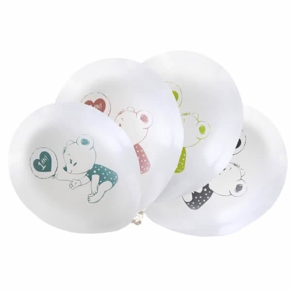 Ballon anniversaire 1 an en latex avec motif ourson (x8) REF/7236