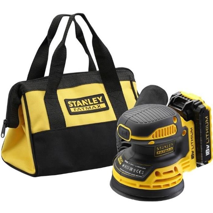 Stanley - Ponceuse excentrique 18V 2Ah Li-Ion 125mm avec sac de rangement FATMAX - FMCW220D1