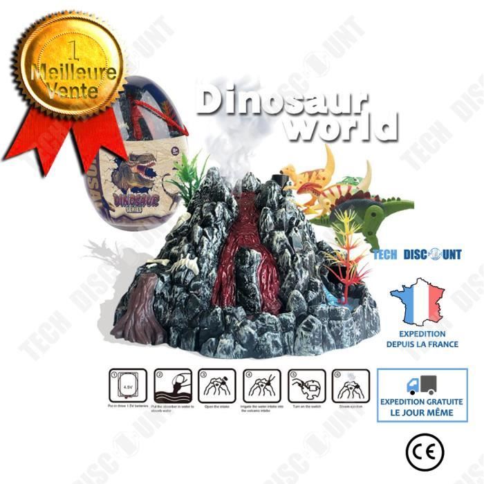 TD® Jouet pour enfant Jurassic World avec volcan et dinosaures - Cadeau Noël lumière et fumée - thème préhistorique