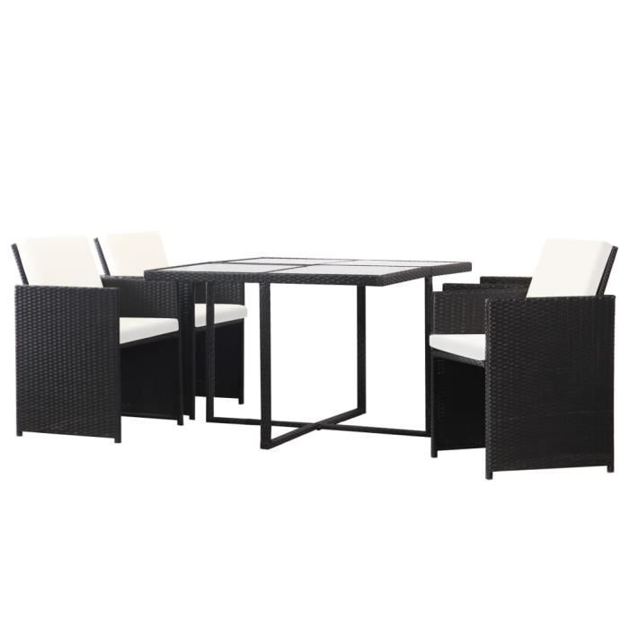 Salon de jardin Jeu de mobilier de jardin 13 pcs Noir Résine tressée