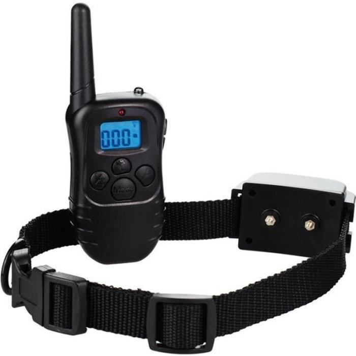 BIR15721-collier de dressage électrique rechargeable étanche télécommandé sans fil avec écran rétro-éclairage pour chien portée