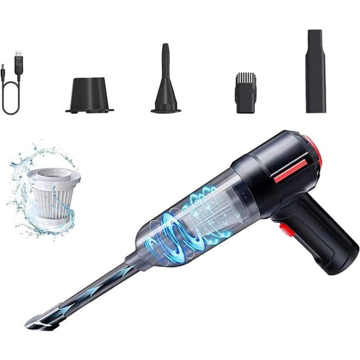 Aspirateur Voiture Sans Fil 28000Pa - Rechargeable USB-C, 30 Min D'autonomie - Mini Portable Pour Maison, Poils D'animaux, Canapé