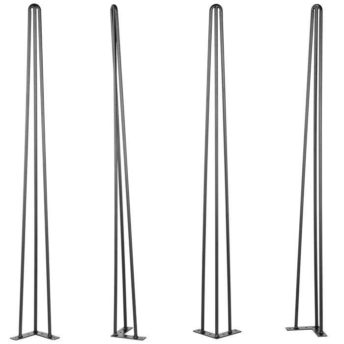 Pieds de Table en Épingle à Cheveux - DUOKU - 762 cm - Acier au Carbone - Noir - Ensemble de 4