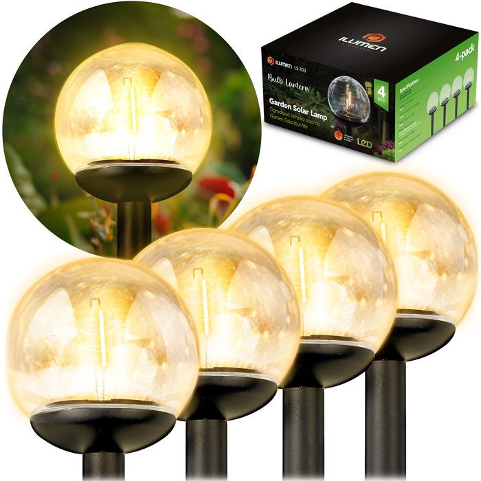 Boules Lumineuses Solaires - Ilumen - LS-103 - Lot de 4 - LED à Filament - IPX4