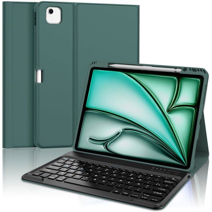 QWERTY Clavier pour iPad Air 13 2024 (M2)/ 2025(M3), Etui