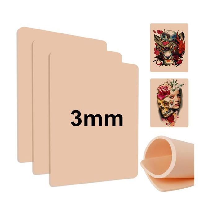 Kit Tatouage : 3 Peaux Synthétiques 3mm + 20 Papiers Transfert - Pour Entraînement Et Pratique Du Tatouage - Fournitures Professionnelles - 2
