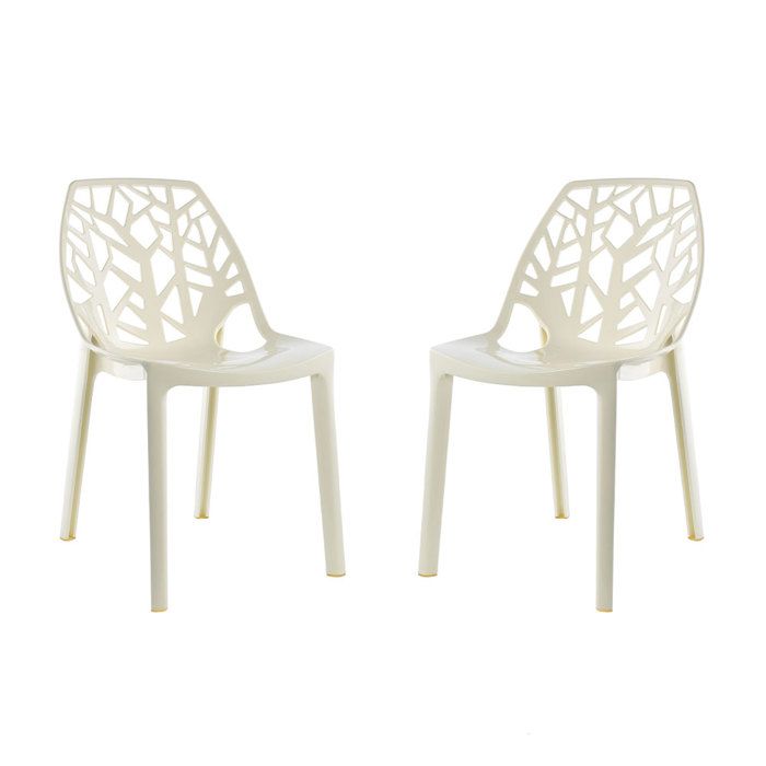 Lot de 2 chaises ZELDA en polycarbonate transparent empilables design inspiré de la nature pour maison jardin ou bureau –