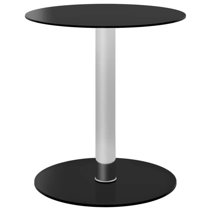 Table basse ronde moderne contemporaine noir en verre trempé et aluminium 40 x 50 cm bout de canapé pour petit salon