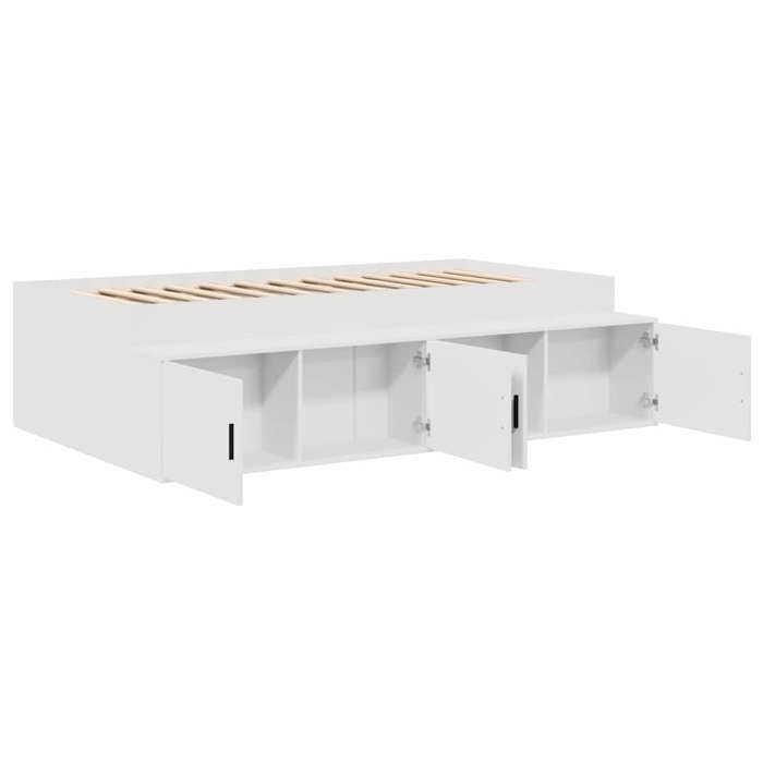 BURKE* Lit simple 70x190 cm Structure de lit classique avec tiroir Blanc 70 x 190 cm Bois dingénierie- LL5804