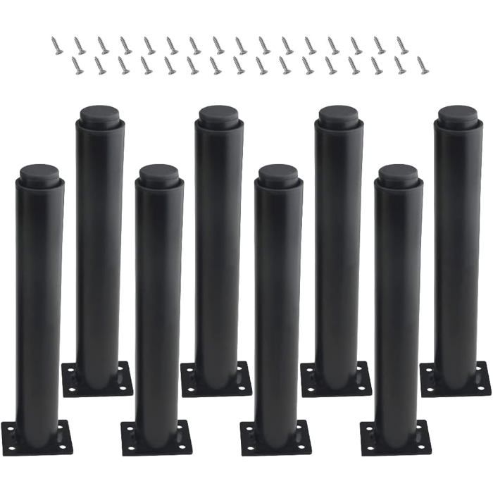 Pieds de Meubles Réglables Lot de 8 Lot de 8 - Métal Noir 25 4 à 41 9 cm