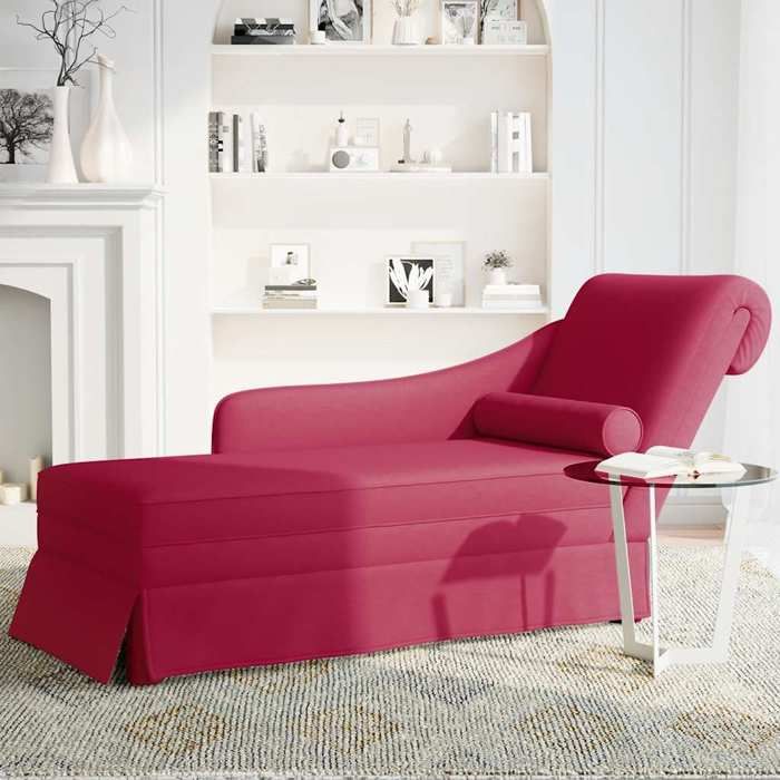Les Soldes Fauteuil long (1 PLACE) - CLOUD - Transat SALON - avec traversin et accoudoir droit rouge bordeaux J1696