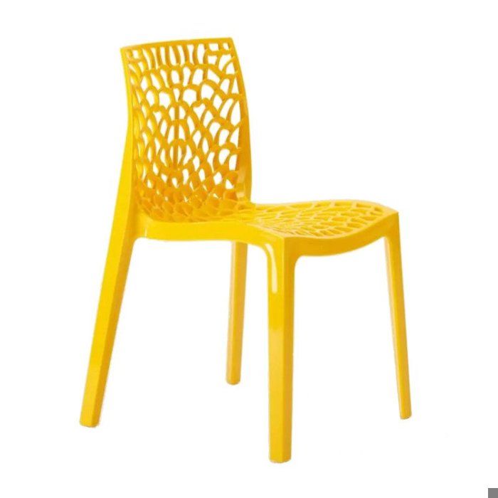 Chaise Polypropylène Design Nid dAbeille de Jardin Bistrot Gruvyer Grand Soleil - Jaune Chaise Polypropylène Design Nid dAbeille de Jardin Bistrot Gruvyer Grand Soleil - Jaune