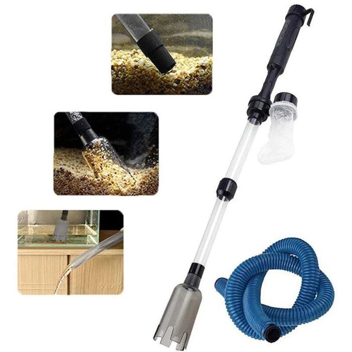 Aspirateur aquarium électrique 3 en 1 – Nettoyage gravier et sable – Noir