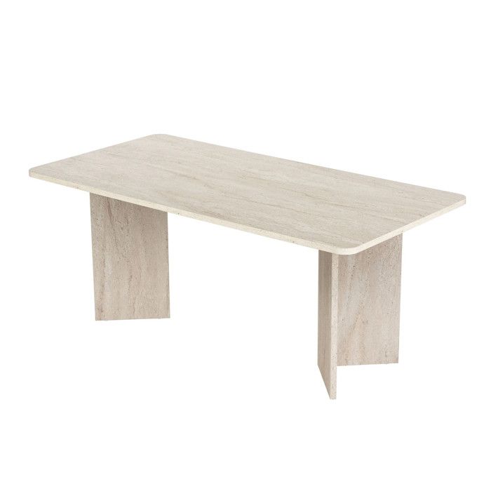 Table à manger en bois Linza 180 x 90 x 75 cm - Travertin