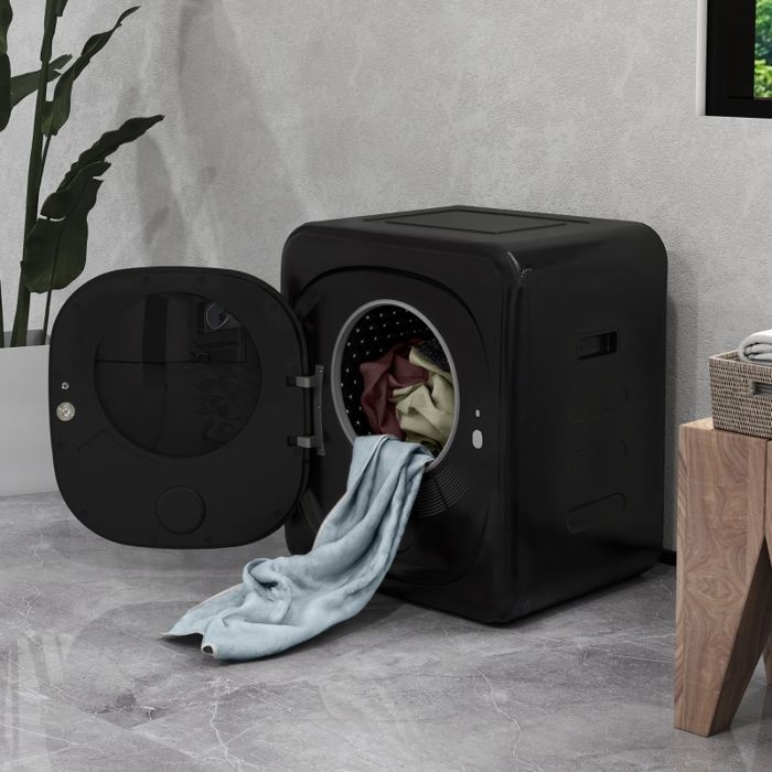 Sèche-linge compact 4 kg 800 W noir écran tactile LED 6 programmes mural ou pose libre protection surchauffe