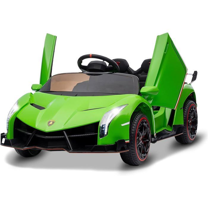 Voiture Électrique Enfants Lamborghini Veneno 12V Télécommande Parentale 3 Vitesses LED Musique Vert