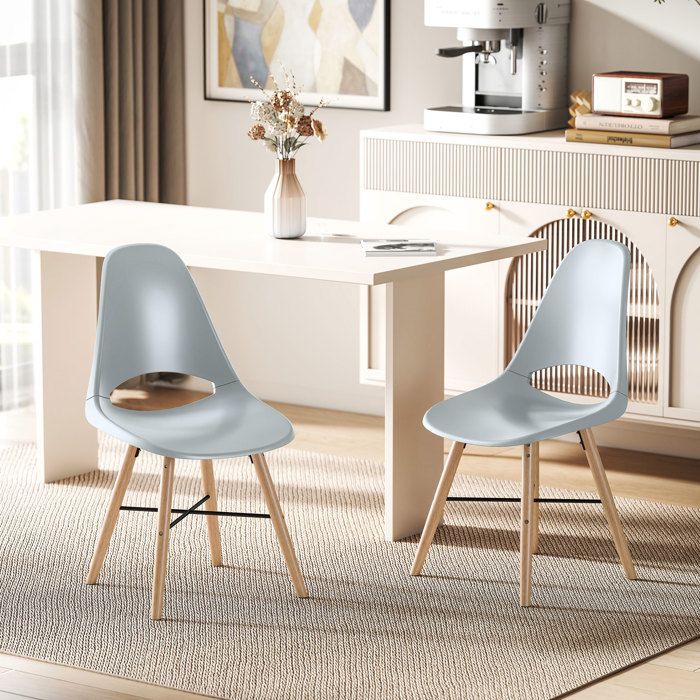 Chaises de salle à manger - Moderne - Lot de 2 - Assise ABS incurvée - Pieds en hévéa massif