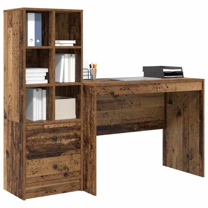 Bureau contemporain - avec tiroir (2 pcs) - Meuble de Bureau contemporain- Bois ancien LV56