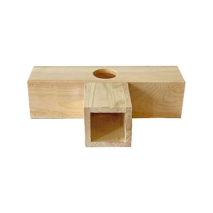 Maison en bois pour lapin avec tunnel centre dactivités cachette solide et sécurisée jouets à mâcher petite forme T