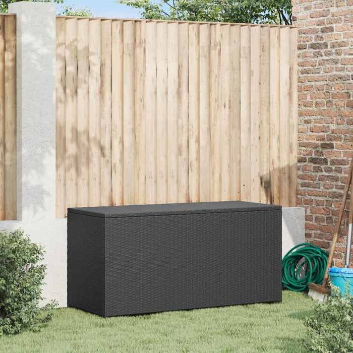 Soldes d’automneNoir Meuble Coffre de jardin - Boîte de rangement de jardin - noir 120x50x60cm - résine tressée 3074038617100