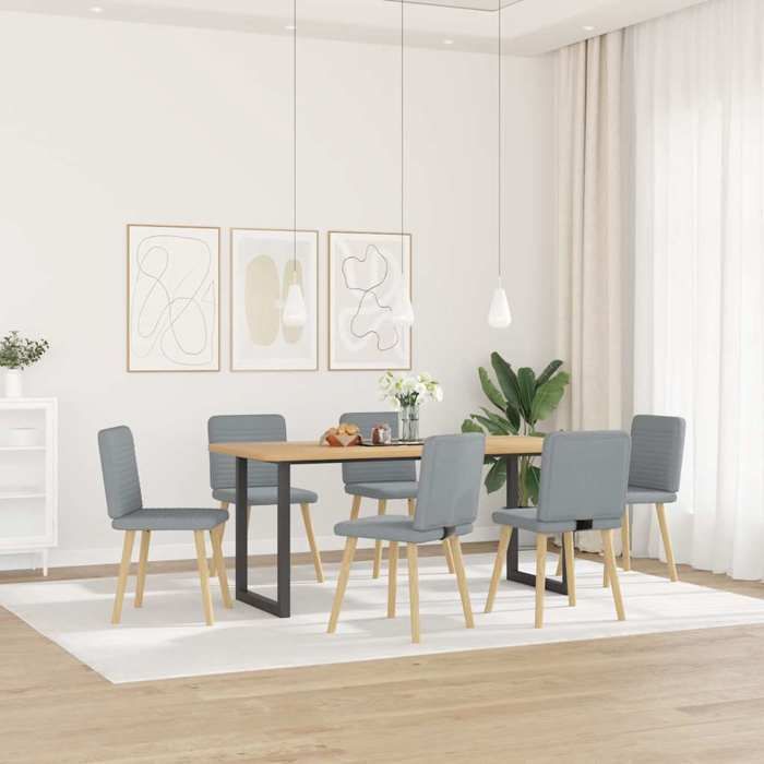 Gris Chaises à manger lot de 6 gris clair tissu - Fauteuil/Chaise LV4846