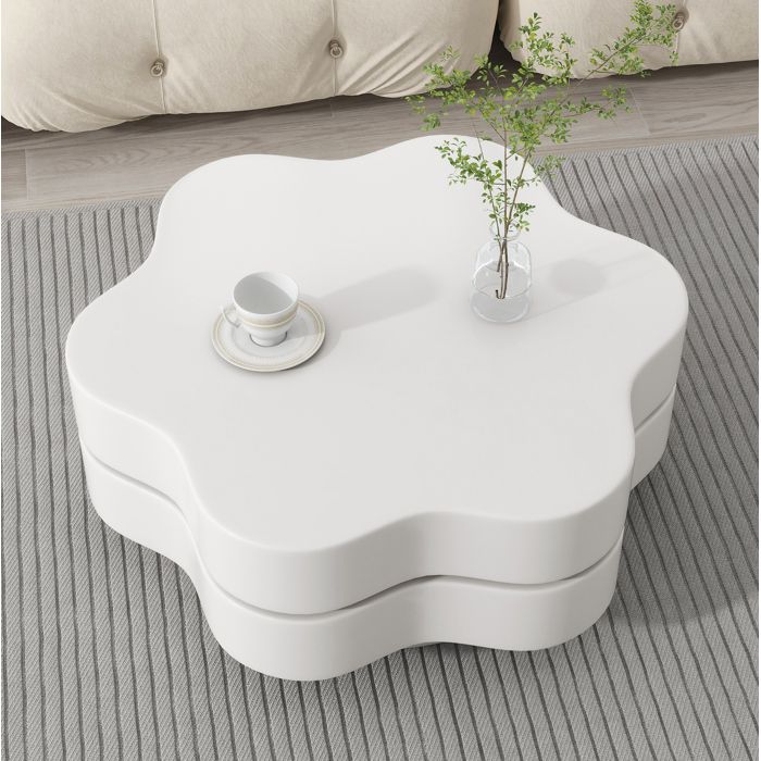 Table basse fleur rotative AESVAR 748 x 675 x 31 cm MDF blanc crème