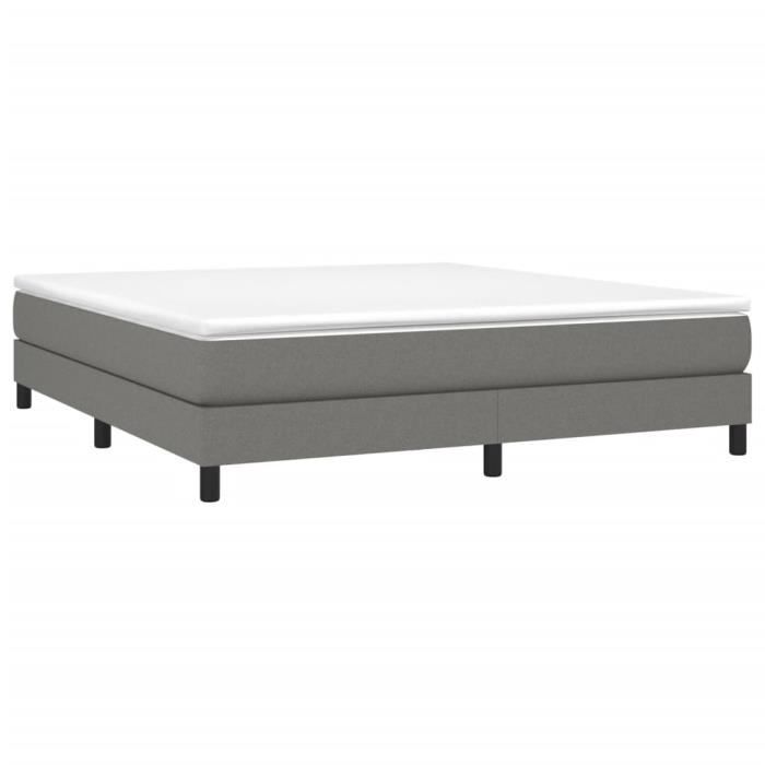 Sommier tapissier - AKOZON - 160x200 cm - Gris foncé - Lattes de contreplaqué - Pieds robustes
