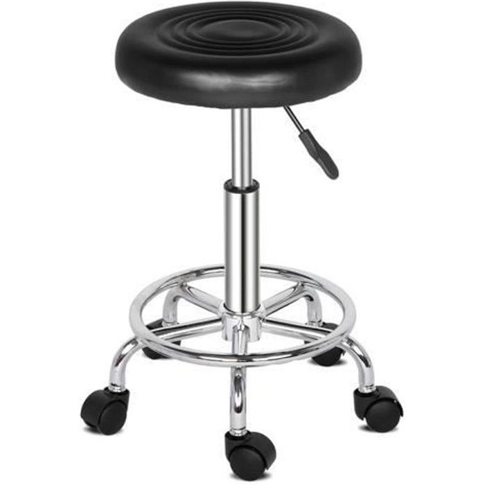 Tabouret à roulettes Tabouret de Travail Pivotant Hauteur Réglable 33 x 33 x 61CM Noir Tabouret à roulettes Tabouret de Travail Pivotant Hauteur Réglable 33 x 33 x 61CM Noir