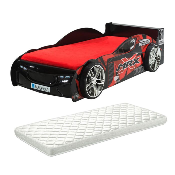 FURIOUS - Lit Voiture de Course 90x200cm avec Matelas FURIOUS - Lit Voiture de Course 90x200cm avec Matelas