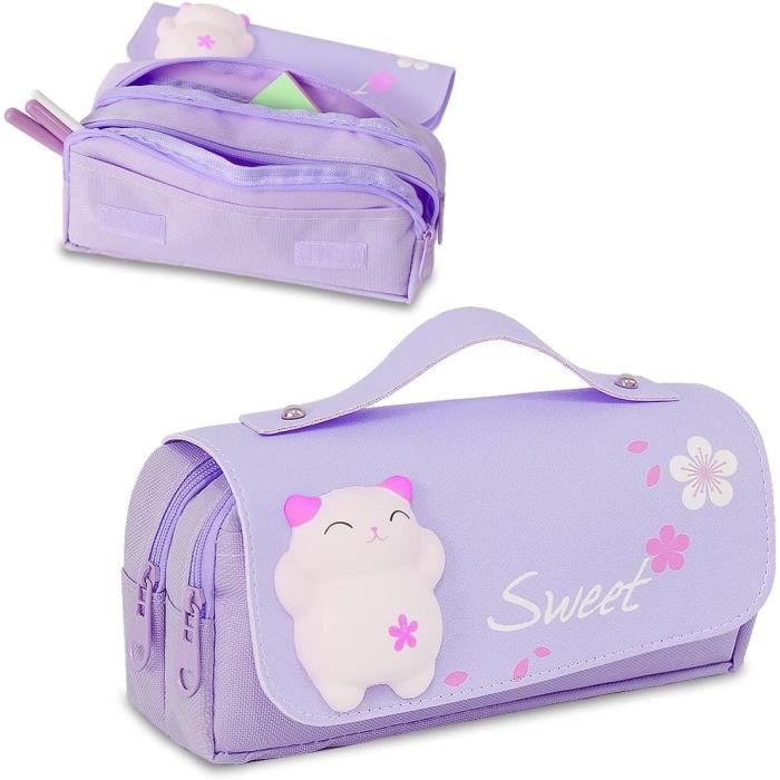 Trousse Telescopique, Trousse Kawaii Avec 6 Stylos à Encre Gel Noire, Trousse Chat, Plumier - 2