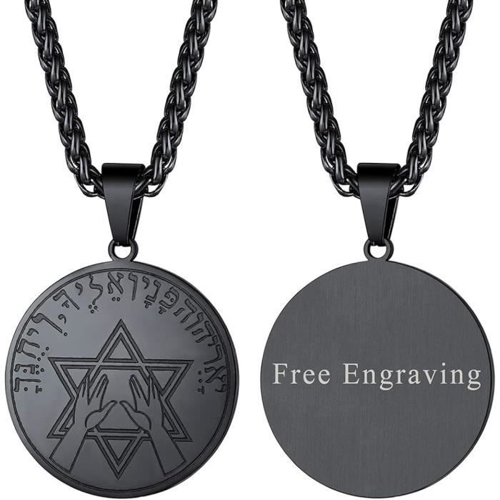 Pendentif en argent rhodié étoile de David