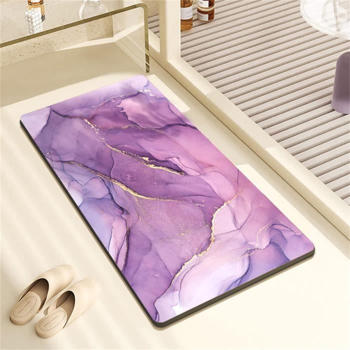 Plateau En Diatomite Absorbant 21x10cm - Lot De 2 Tapis De Bain Et Cuisine Blanc